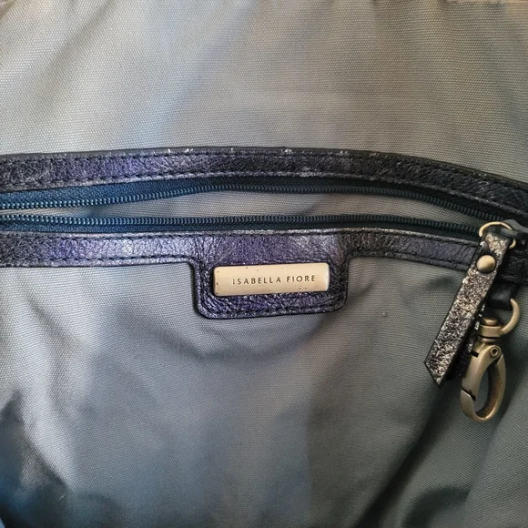 Isabella Fiore Elegant Tassel Metallic Blue Women's Bag 13X14X4 - Picture 8 of 8